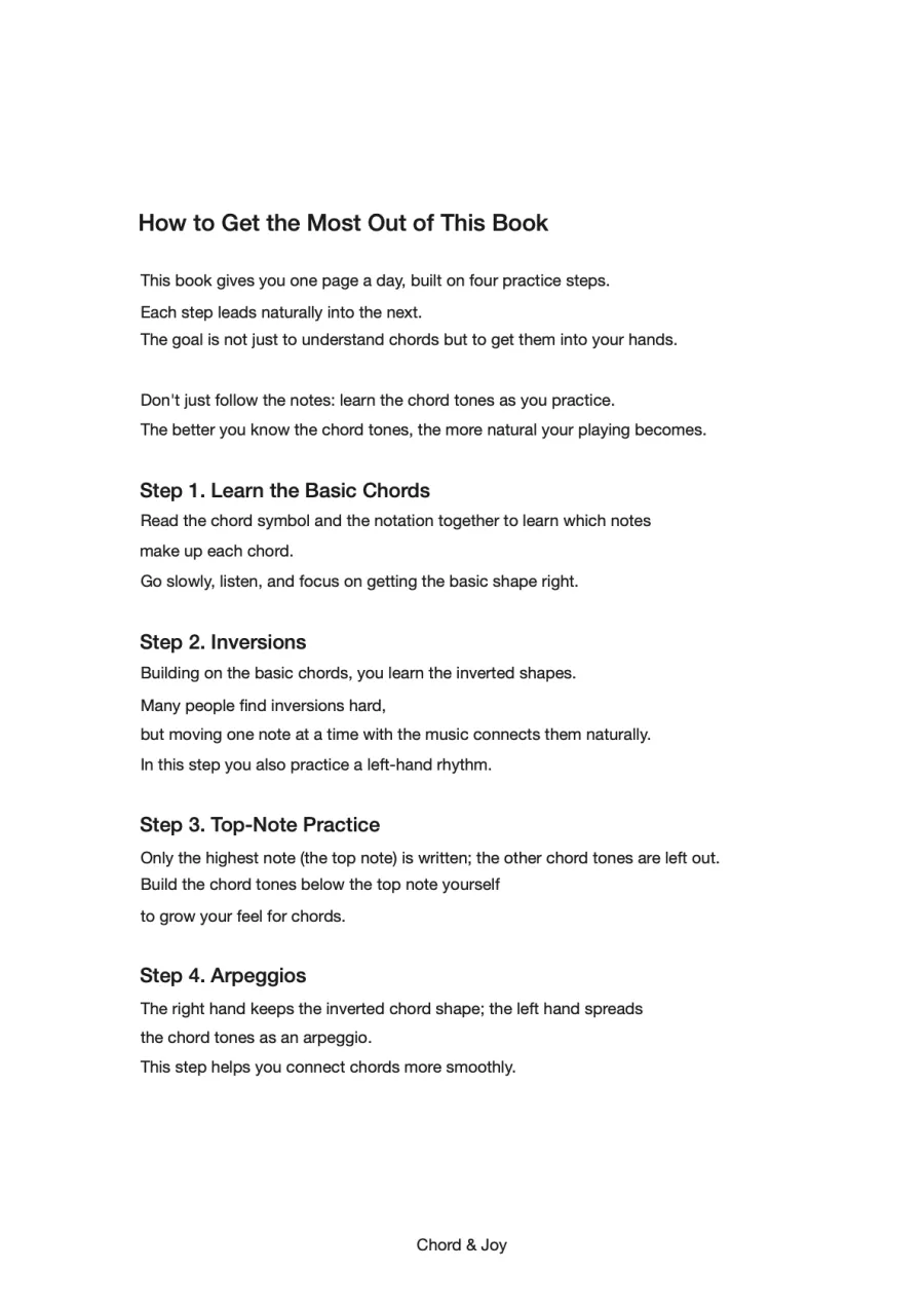 Sample page: How the 100-day book works: four steps a day